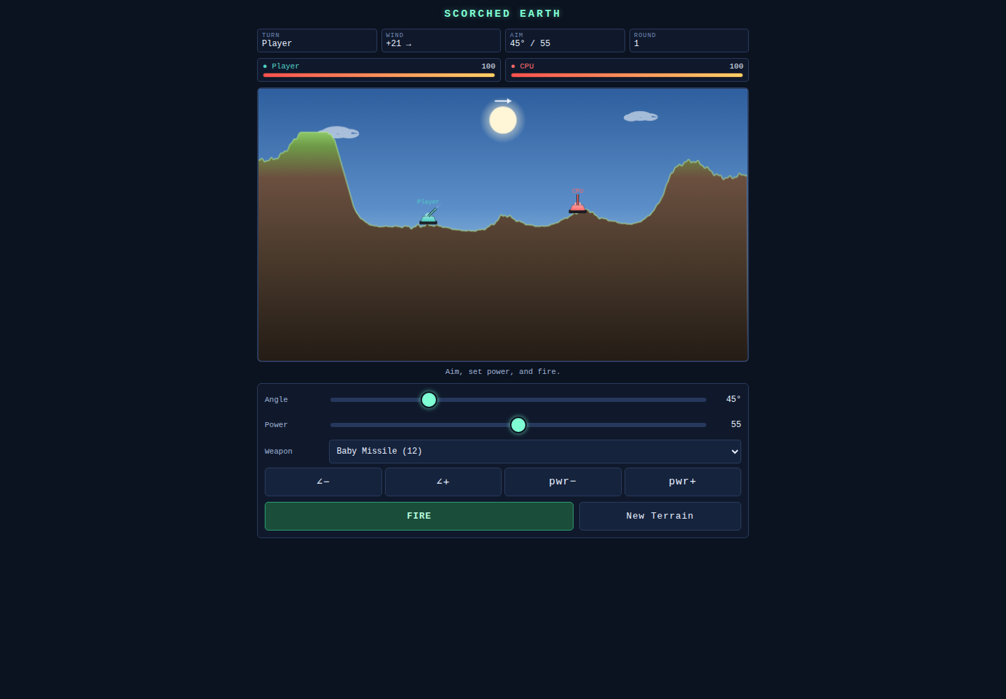 Standalone Scorched Earth artillery game extracted through Assay